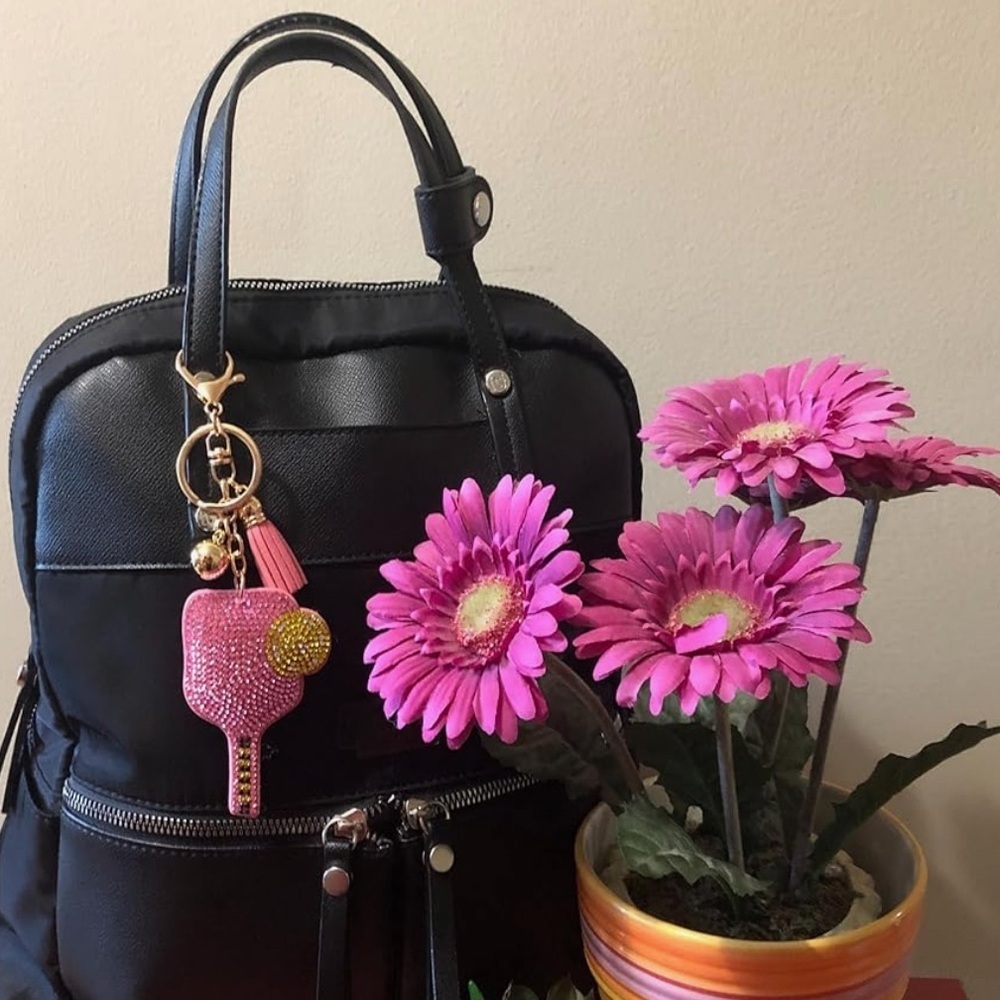 Pink Pickleball Rhinestone Keychain/purse charm!! - Picture 3 of 4